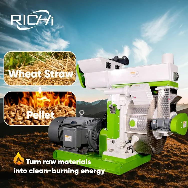 ATV&UTVRICHI Wheat Straw Pellet Mill UK - Multi-functional Biomass Fuel Pellet Mill Machine