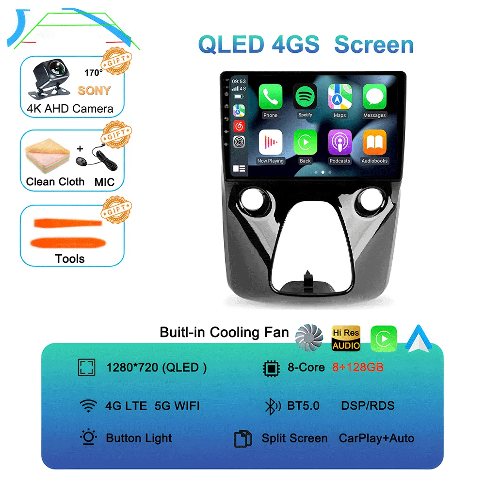For Toyota Aygo / Peugeot 108 / Citroen C1 2014+ Android 16 CarPlay Car Radio Multimedia Video Player GPS Navigation 2 Din image 3