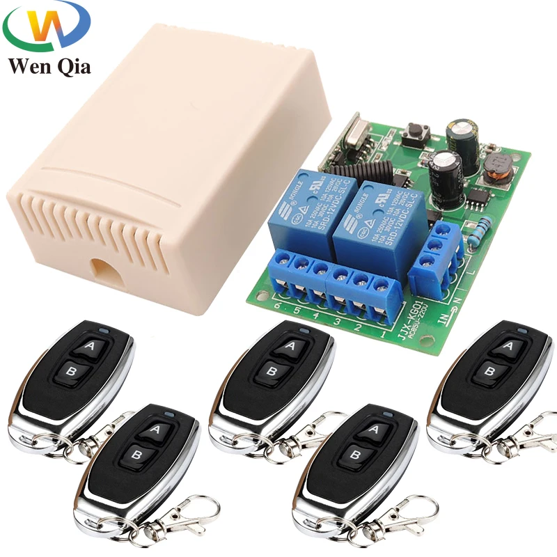 433Mhz Universal Wireless Remote Control Switch AC 85V ~ 250V 2CH Relay Receiver Module RF Transmitter Motor Lamp Bulb SmartHome