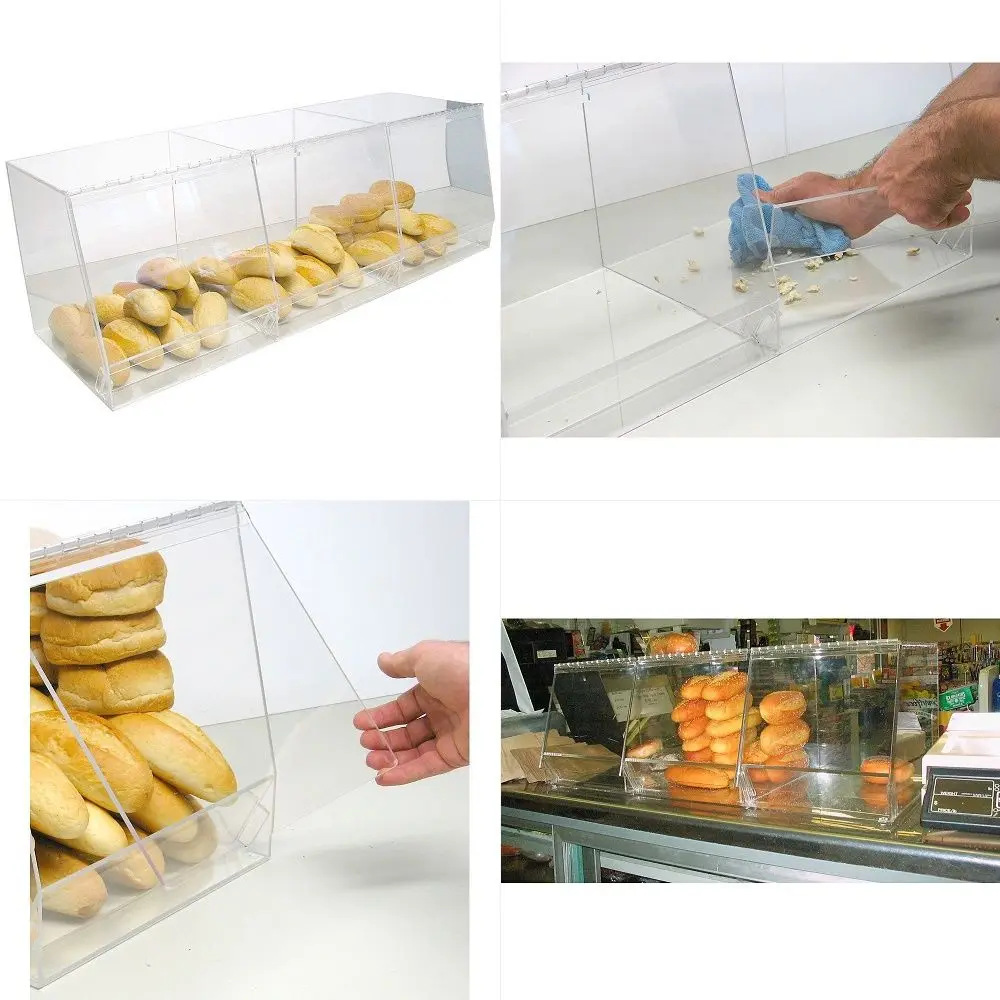 

Bulk Bread Storage Display Case 3 Containers for Deli or Convenience Stores, Bakery Sandwich Pastry Donut or bagel with removab
