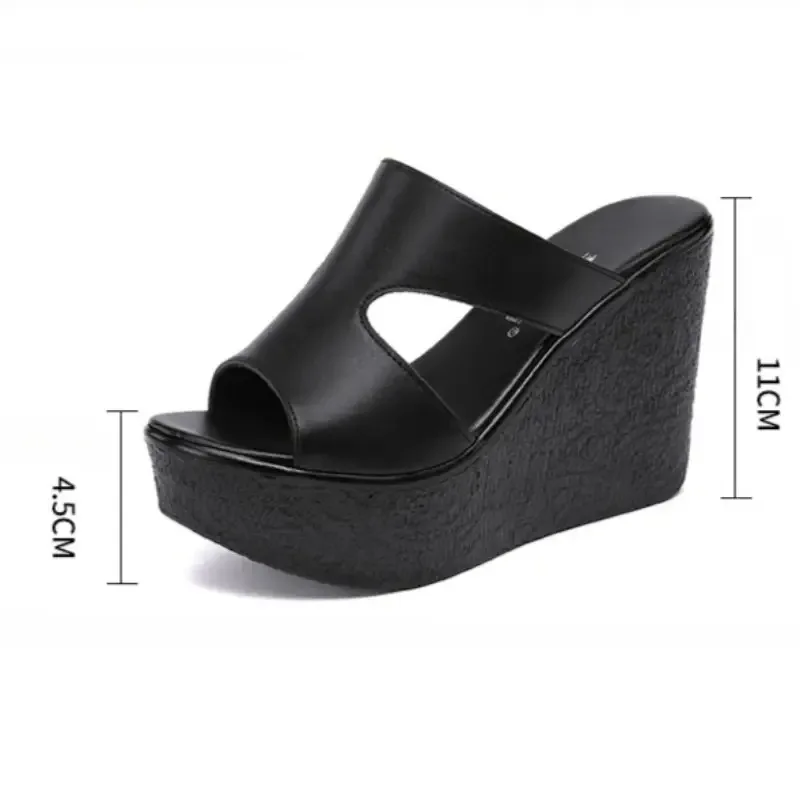 الصيف أحذية نسائية موضة إسفين منصة النعال 10 سنتيمتر صنادل عالية الكعب للنساء الصنادل الجلدية عادية Sandalias De Mujer #6