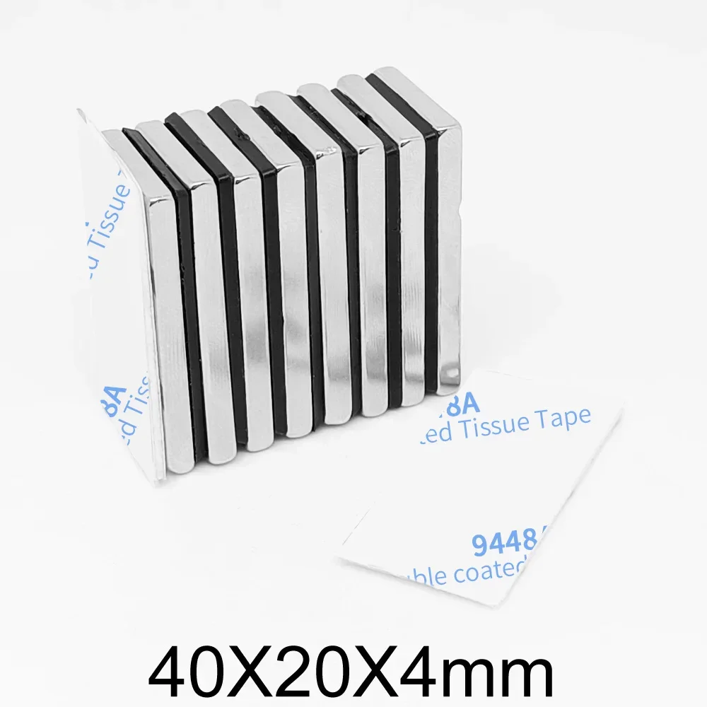 40x20x4mm Block Powerful Strong Magnetic Magnet 40x20x4 Permanent NdFeB Magnet With 3M Self - Adhesive 40*20*4