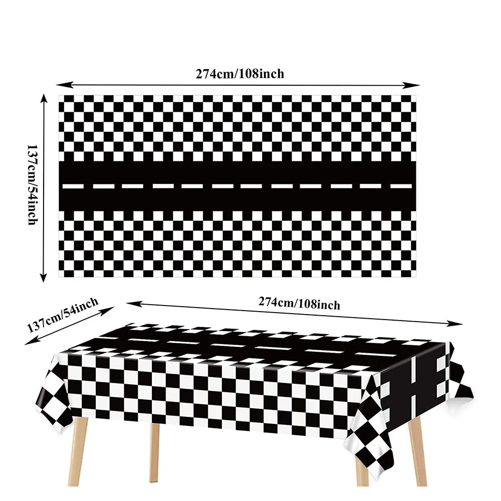 Racing Car Birthday Party Supplies Checkered Tablecloth Racetrack Table Runner Table Covers Boy Race Car Themed Party Decoration