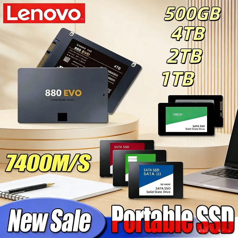 

Новый SSD-накопитель Lenovo 880 EVO, внутренний твердотельный накопитель SATA 3.0 MLC, 2.5 дюйма, 2 ТБ/4 ТБ, для ноутбуков и настольных ПК