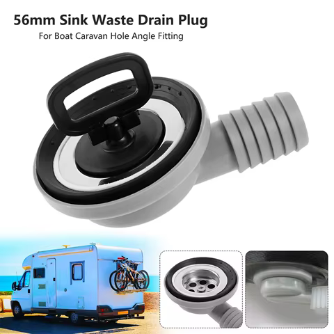 56mm 2.2" Sink Waste Drain Plug Hole Angle Fitting for Boat Caravan Motorhome RV