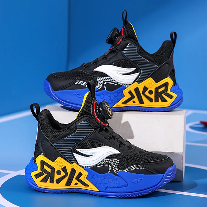 

2025 New Children Basketball Shoes Boys Sneaker Autumn Luxury Design Breathable Kids School Tennis Sports Shoes for Boy