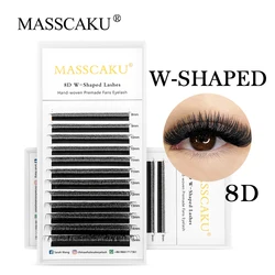 MASSCAKU 0.05/0.07mm W Design Volume Eyelashes Premade Fans Natural Soft Light Lashes Full Dense Faux Mink Cluster Extensions