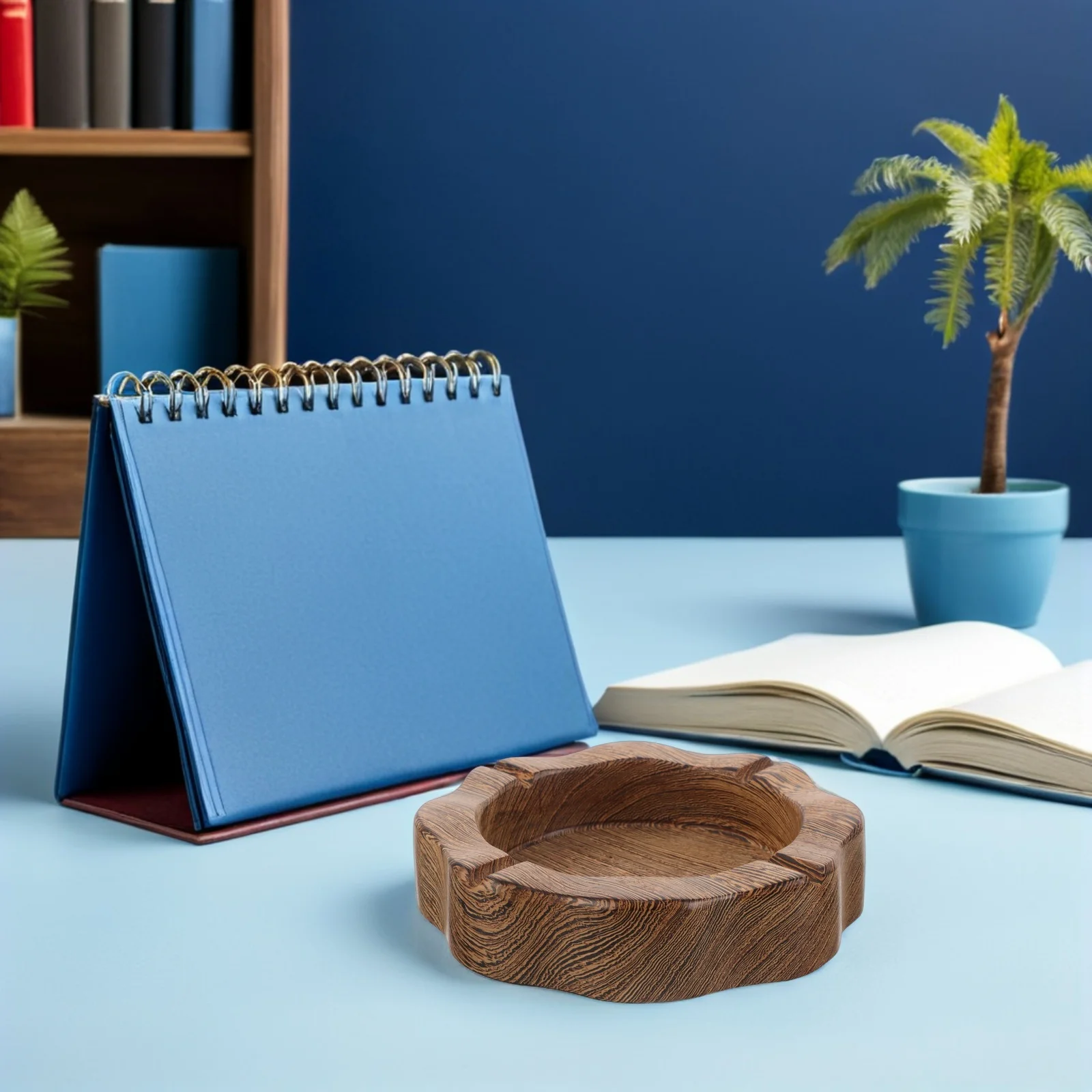 

Chinese Carved Wooden Ashtray Ebony Round Tabletop Decor For Home Office Patio Balcony Outdoor Decorative