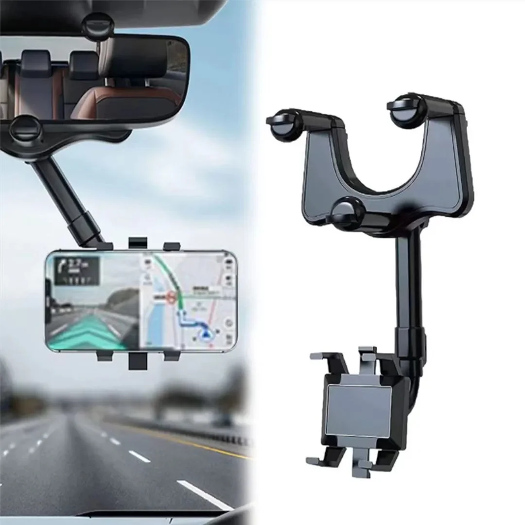 

Car Rearview Mirror Mobile Phone Stand Navigation Bracket 360 Degree Rotatable GPS Car Phone Holder