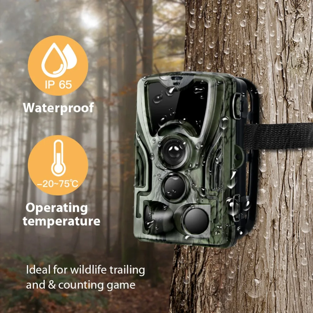 Suntekcam HC-801A Hunting Camera With 5000Mah Lithium Battery 16MP 64GB Trail Camera IP65 Photo Traps 0.3s 940nm Wild Camera