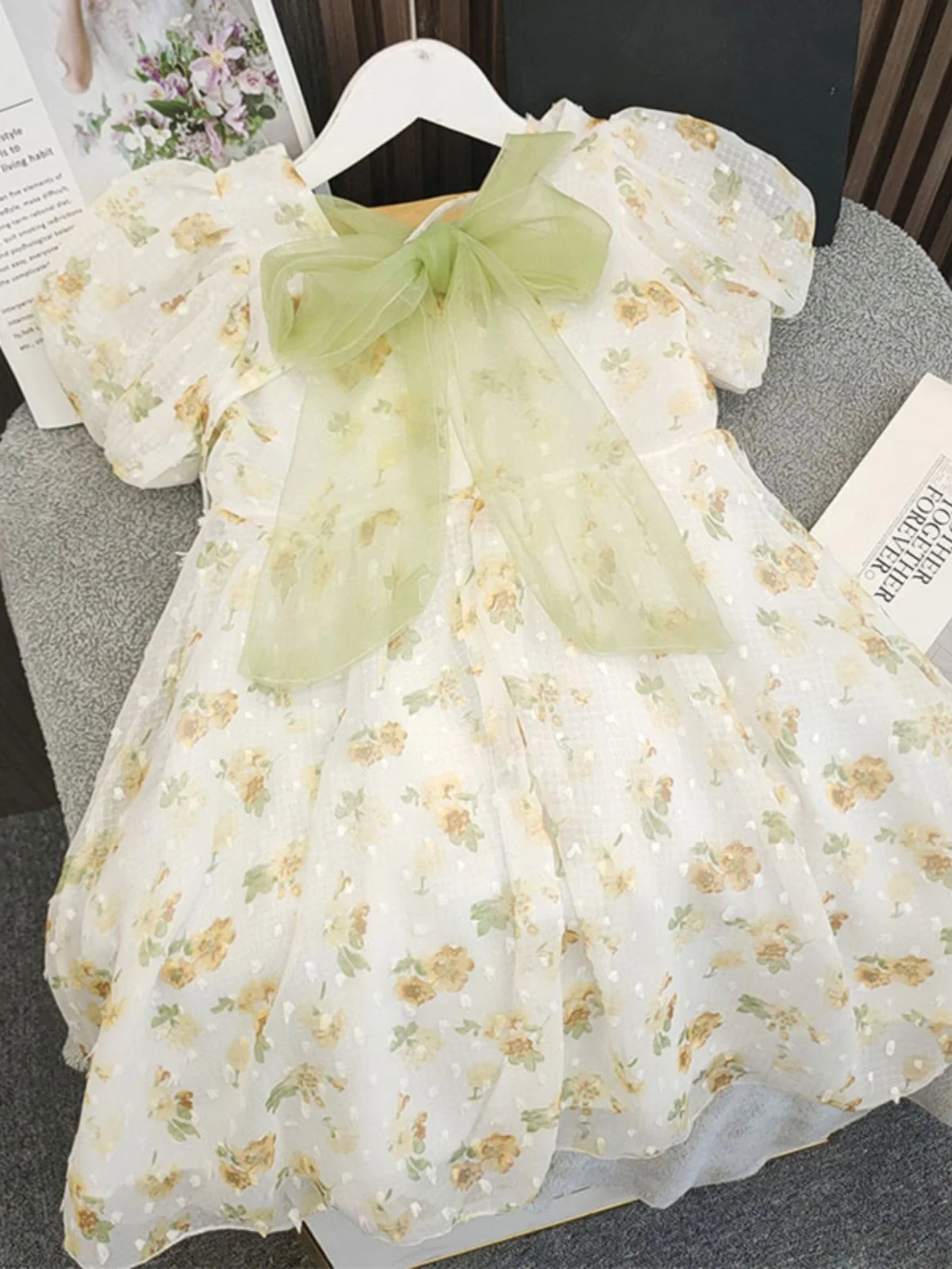 Princ Dr meisjes zomer bloemen knoop tule Dr Koreaanse Sle Svel jurk voor kleine meisjes