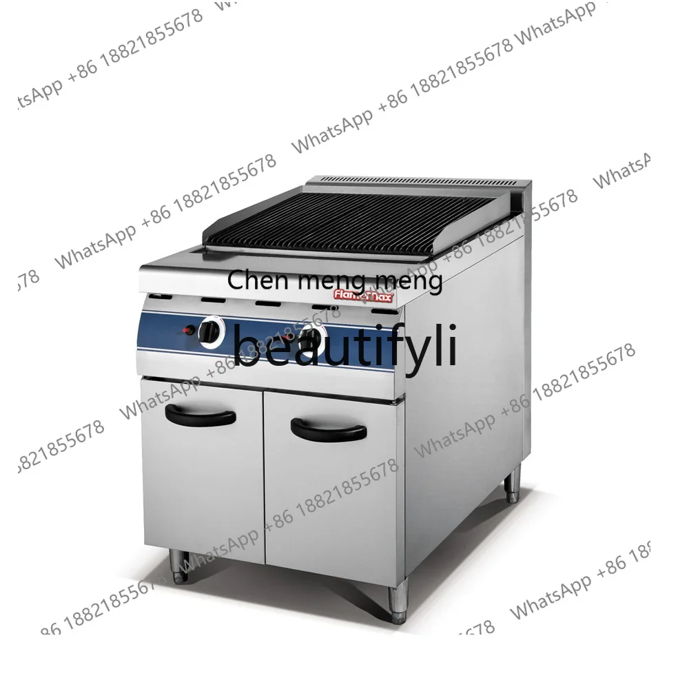 Z189 Gas Volcanic Stone Grill Commercial Vertical Stainless Steel BBQ Grill with Storage Cabinet
