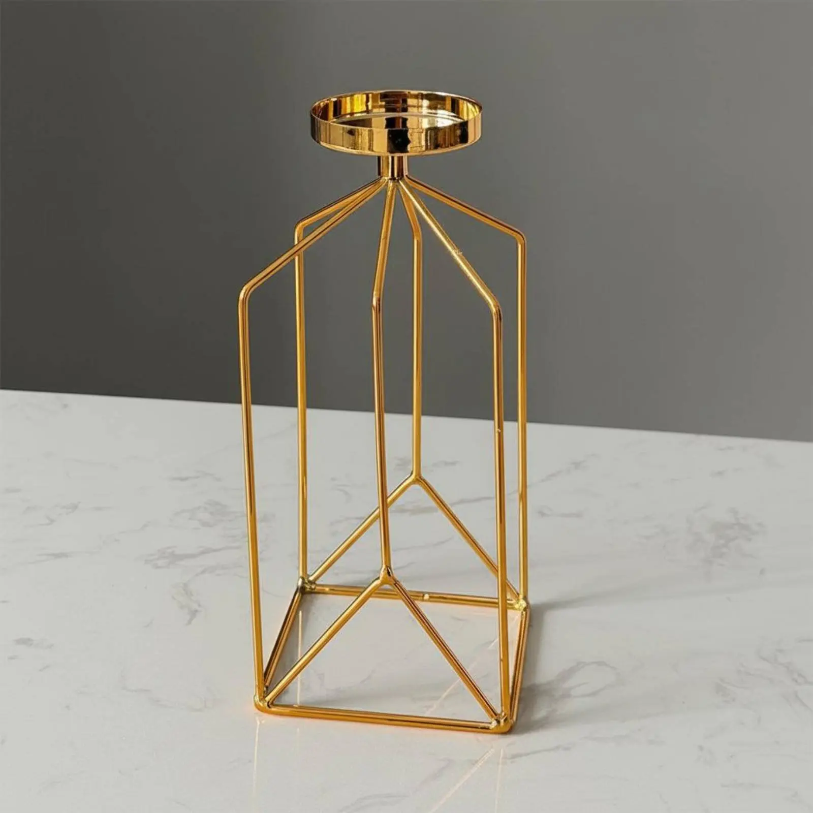 Iron Art Candle Holder Minimalist Nordic Design Candlestick Nordic Design Table Centerpiece Freestanding Wireframe Candle Stand view 3