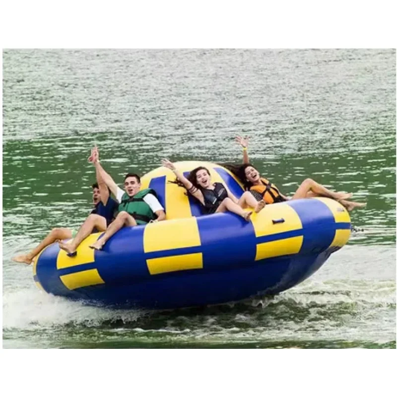 Inflatle banana boat, suing on sea, flying fish, spinning gyroscope