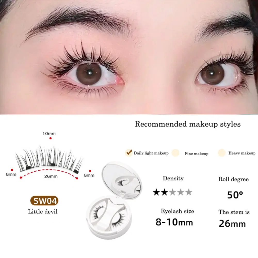 Cat Eye Magnetic False Eyelashes Long Lasting with Mirror Glue Free False Eyelashes Reusable Makeup Magnetic Eyelashes with Clip