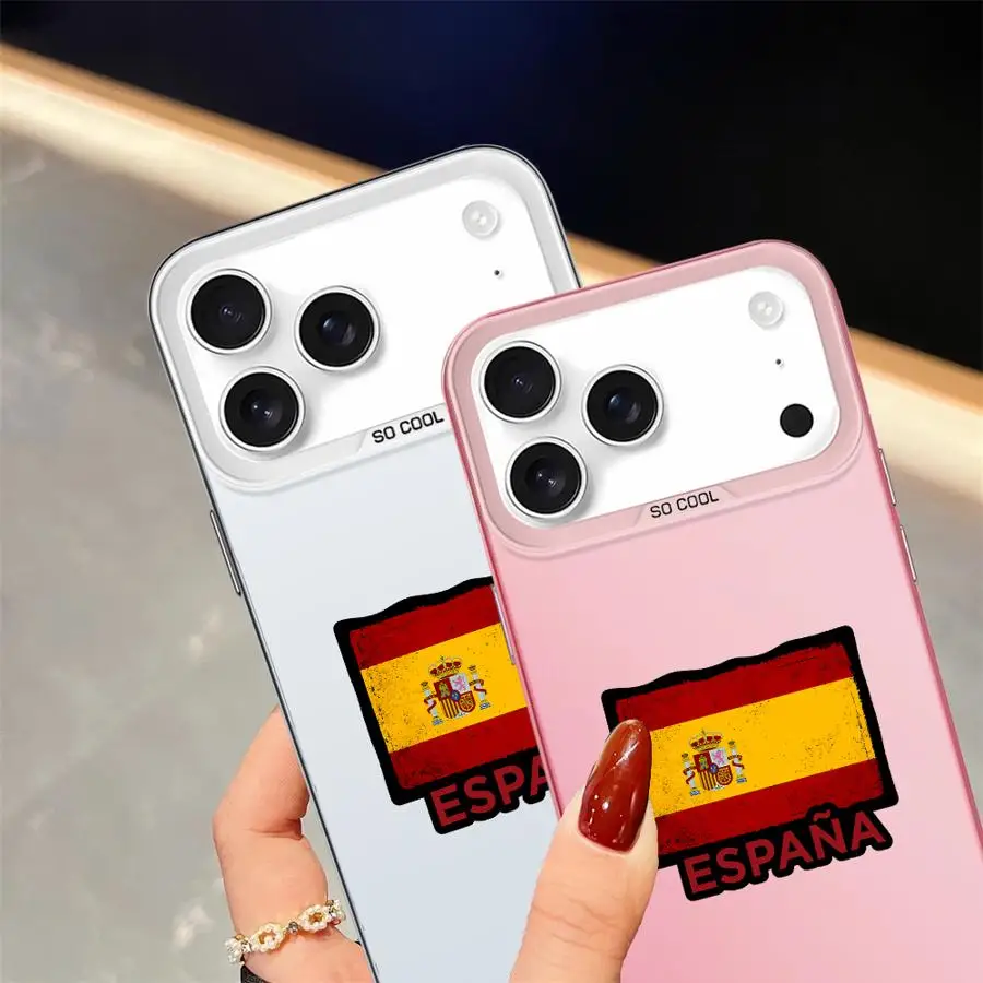 حافظة لهاتف آيفون 16e 13 14 16 17 Pro Max 12 11 17Air 15 Plus XR XS غطاء هاتف خلفي علم إسباني وطني #4