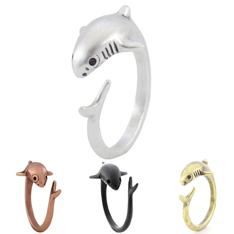 1 Piece Cute Matal Black Crystal Eye Octopus & Sea Animal Couple Rings For Women Anel Wrap Ring Men Jewelry Best Gifts For Girls