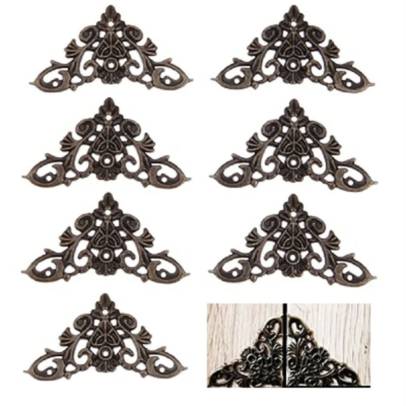 8Pcs 46Mm Vintage Farmhouse สไตล์ดอกไม้การ์ดป้องกันมุมขอบตกแต่งฮาร์ดแวร์สำหรับตู้ไม้กล่องขนาดใหญ่ขนาด