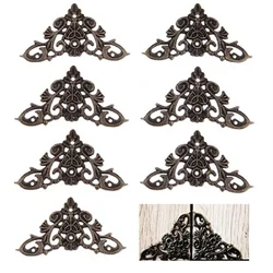 8Pcs 46mm Vintage Farmhouse Style Floral Corner Protector Guards Edge Cover Decor Hardware for Wood Cabinet Boxes Large Size