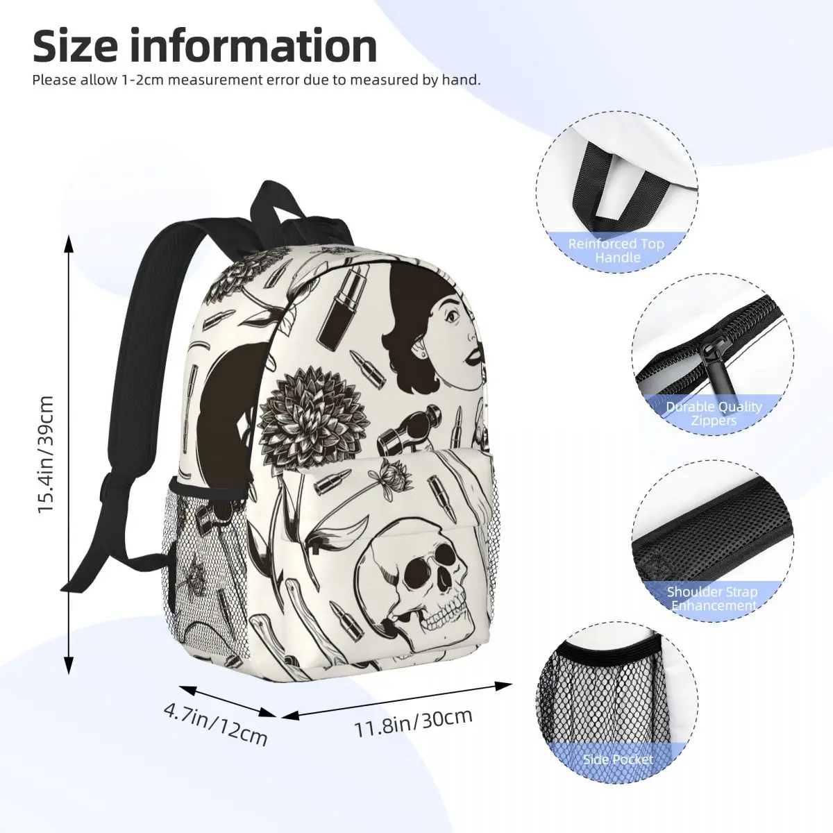 True Crime Pattern Backpacks Teenager Bookbag Fashion Students School Bags Laptop Rucksack Shoulder Bag Large Capacity