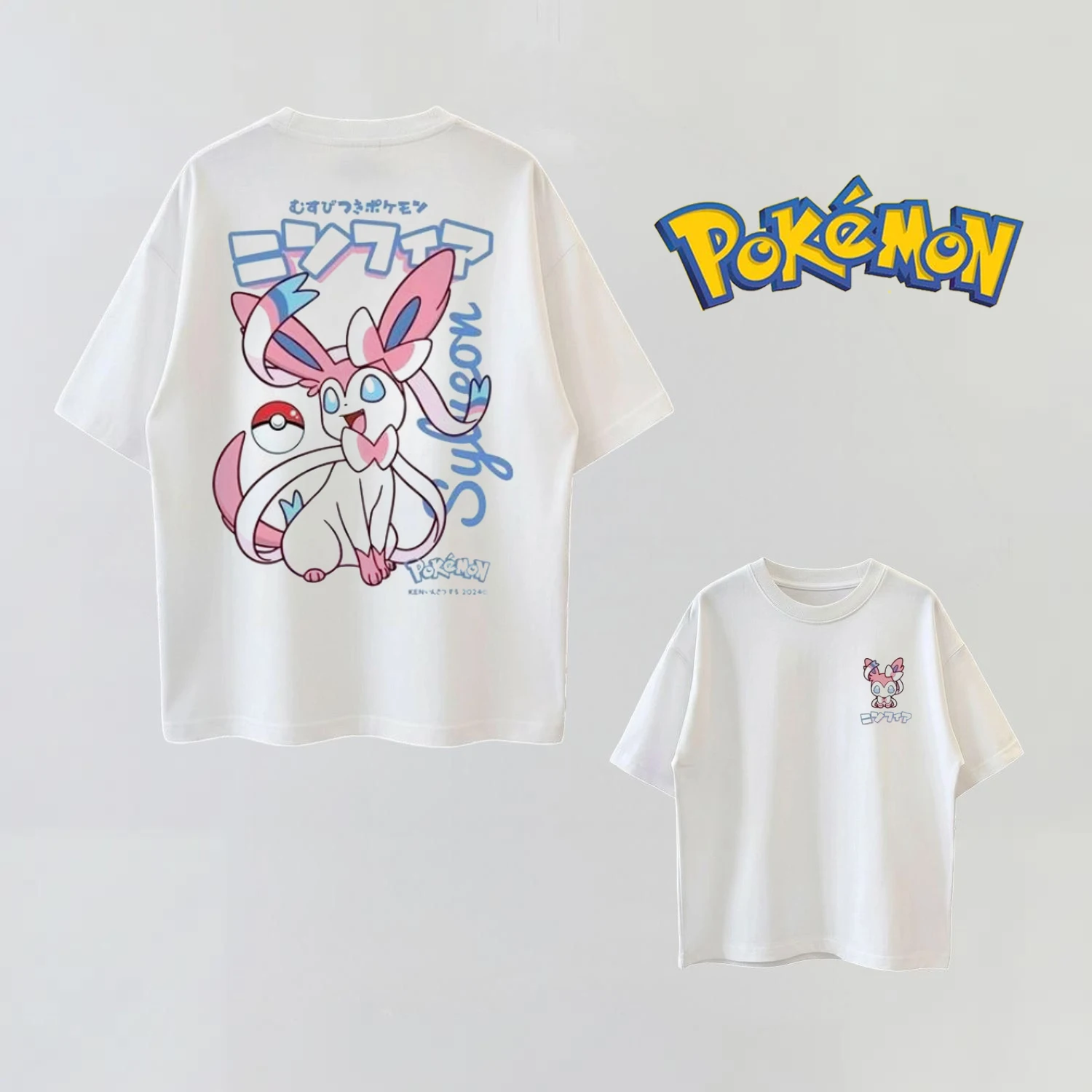 Summer Anime Pokémon Cosplay T-Shirt Cotton Short Sleeve Tops Casual Loose Retro T-Shirt Men Women Kids Family Matching Outfits - view 5