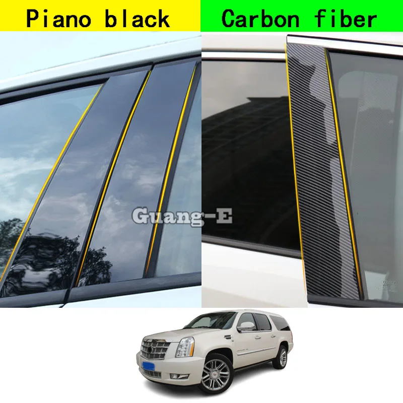 

Car PC Material Pillar Post Cover Door Trim Window Molding Stickers Plate Accessories Decoration For Cadillac Escalade 2007-2014