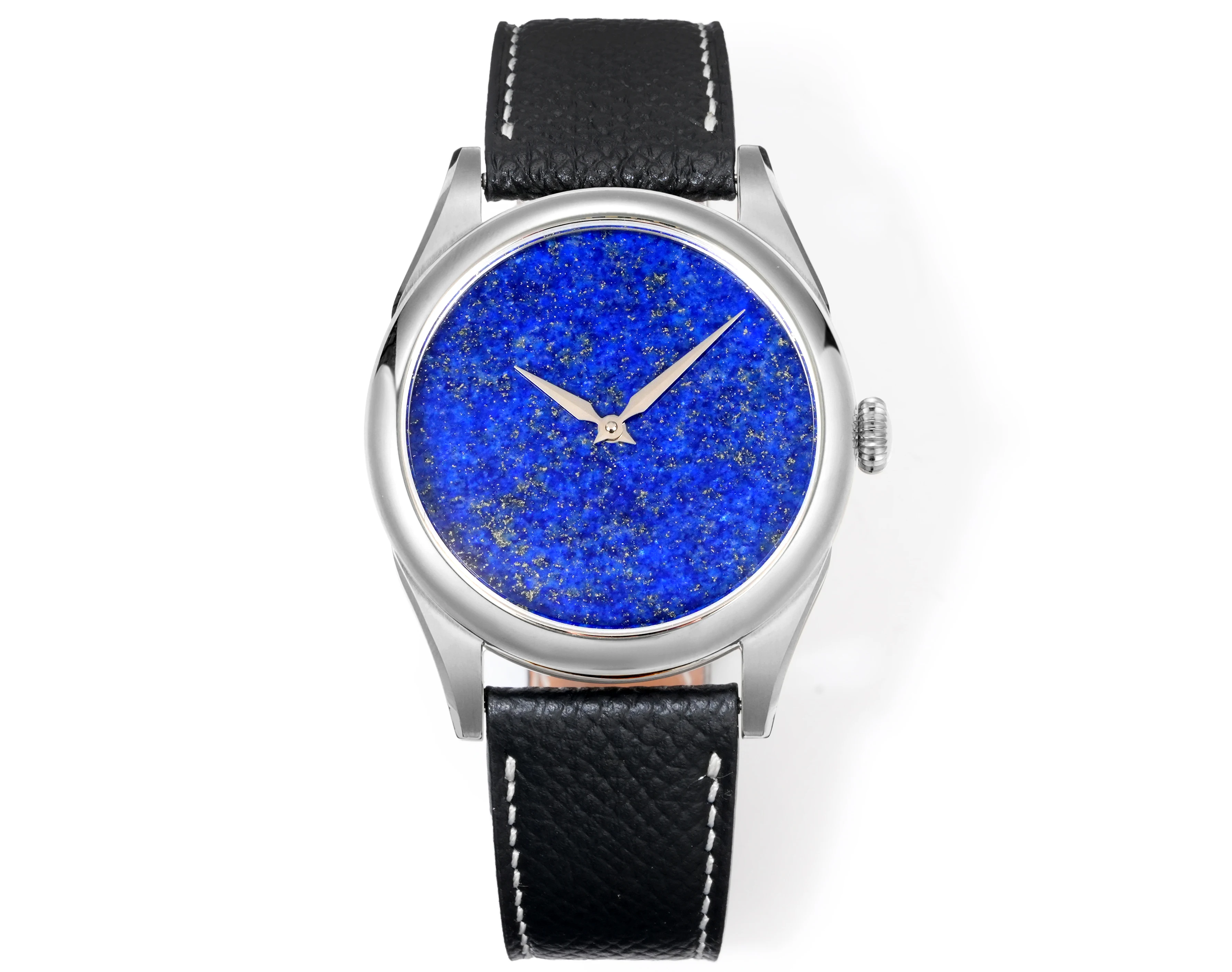 HUASUO New 38mm Business Men Watch Tiger Eye Stone Dial SW200 Automatic Mechanical Gemstone Wristwatch Sapphire Waterproof 50M