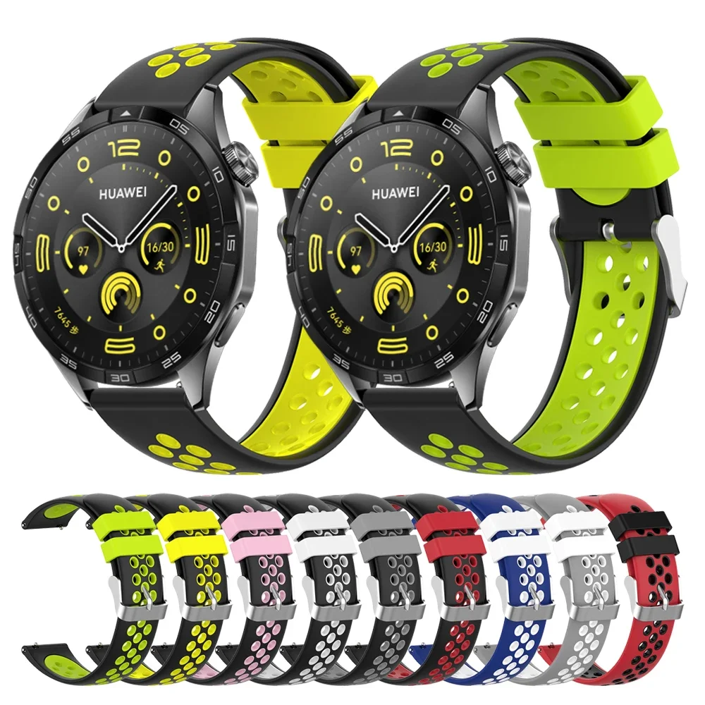 

22mm Soft Breathable Sports Silicone Strap For HUAWEI GT4 GT3 GT2 Watch4 Pro 46mm Ultimate GT 2e Runner Bracelet Watchband