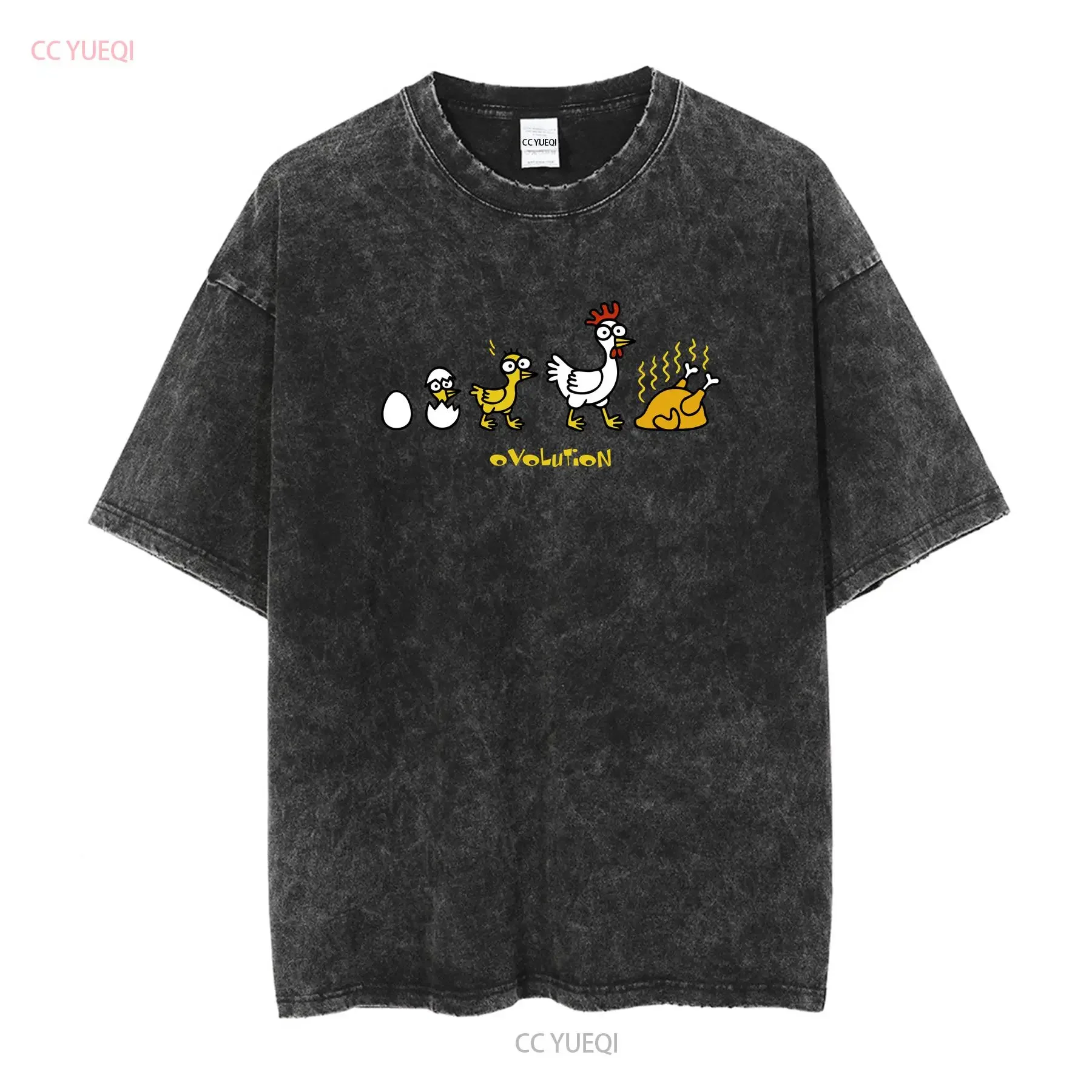 Ovolution FUNNY T SHIRT Chicken Evolution Joke Party Xmas Christmas Top vintage Washed homme Slightly Stylish Comfortable
