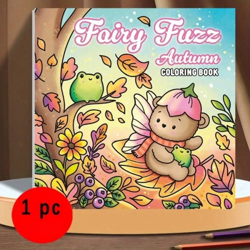 Fairy Fuzz Autumn Coloring Book 24 Pages Cozy Magical Creatures for Adults Stress Relief Relaxation Gift