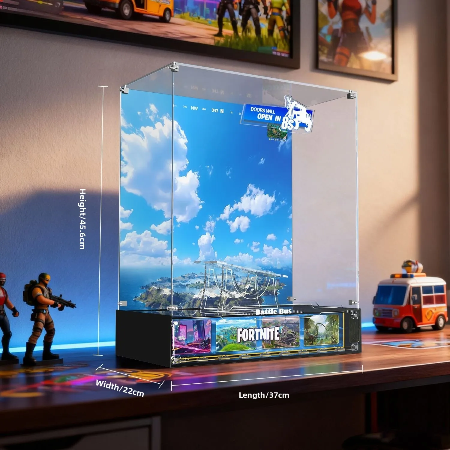 Acrylic Display Case with Dust Cover for LEGO 77073 Fortnite Battle Bus Building Blocks Storage