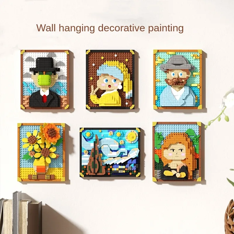 Creative Masterpiece Painting Building Block Set, featuring multiple painting designs, suitable for model display and as a gift.
