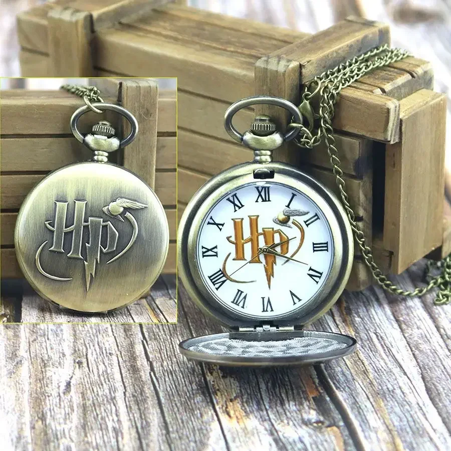 Necklace Pocket Watch Harry Magician Boy Potter HP Hogwarts Retro Flip Quartz Watch Child's Hanging Chain Clothing Accessories