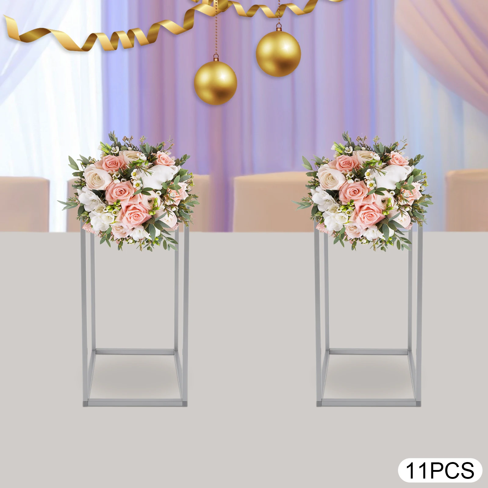

11 Pcs Flower Stands Wedding Flower Holder Set Heavy Duty Rectangular Bouquet Rack for Photo Booth/Reception, 11.02 lbs/Holder