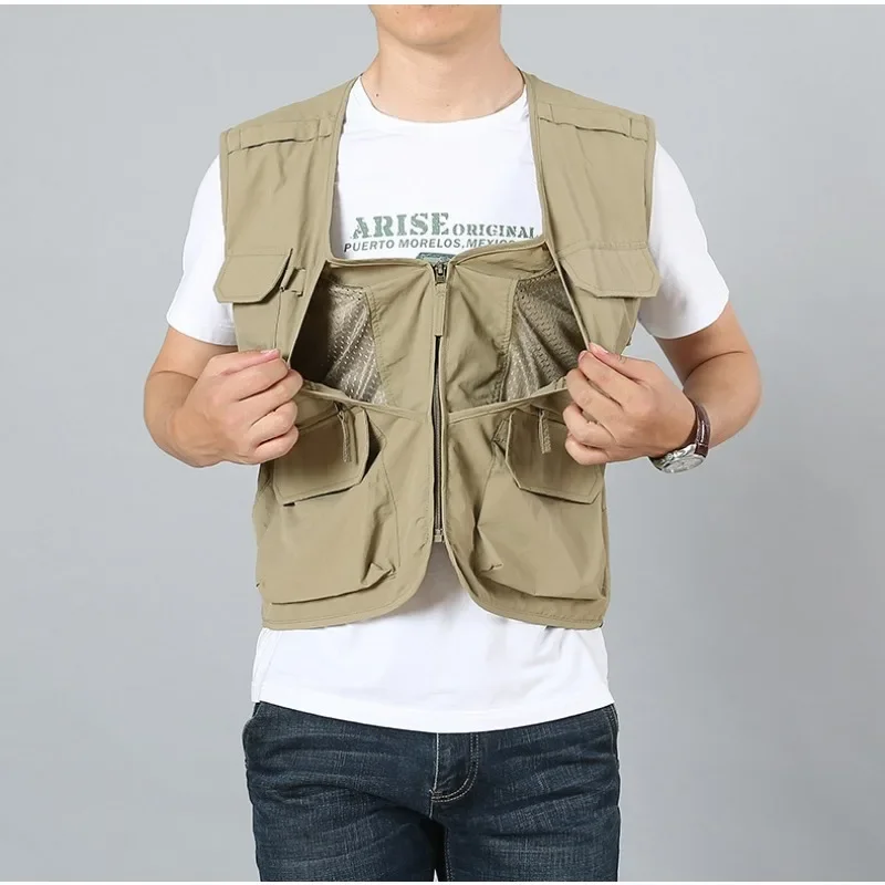 Multi-pocket Vest Work Men Sleeveless Jacket Mountaineering Casual Man Tactical Camping Lightweight Padded Large Size Men's Mens