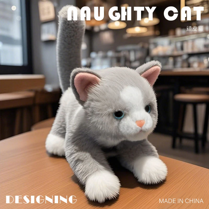 45 cm Hohe Qualität Lebensechte Echte Katze Plüsch Puppe Kissen Bunte Liegende Katze Tier Stofftier Wohnkultur Geschenk für Kinder