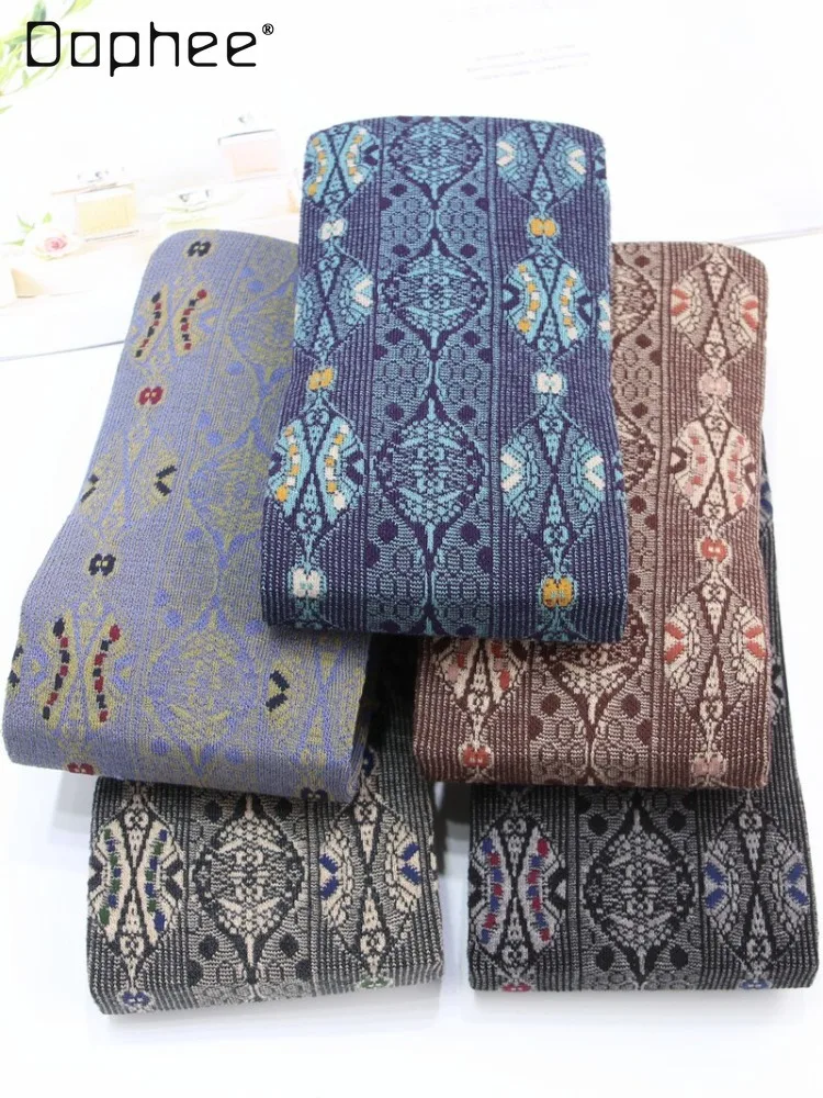 Japanese Elegant Retro Jacquard Print Pantyhose Sweet Cute Girl's Footwear Versatile Thermal Bottom Socks Women Tights Winter
