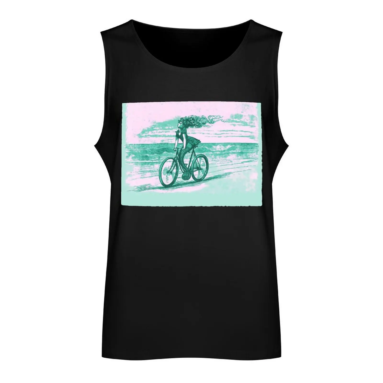 Mermaid Cyclist In Mint And Pink Tank Top Muscle fit anime t-shirts Men's sports t-shirt