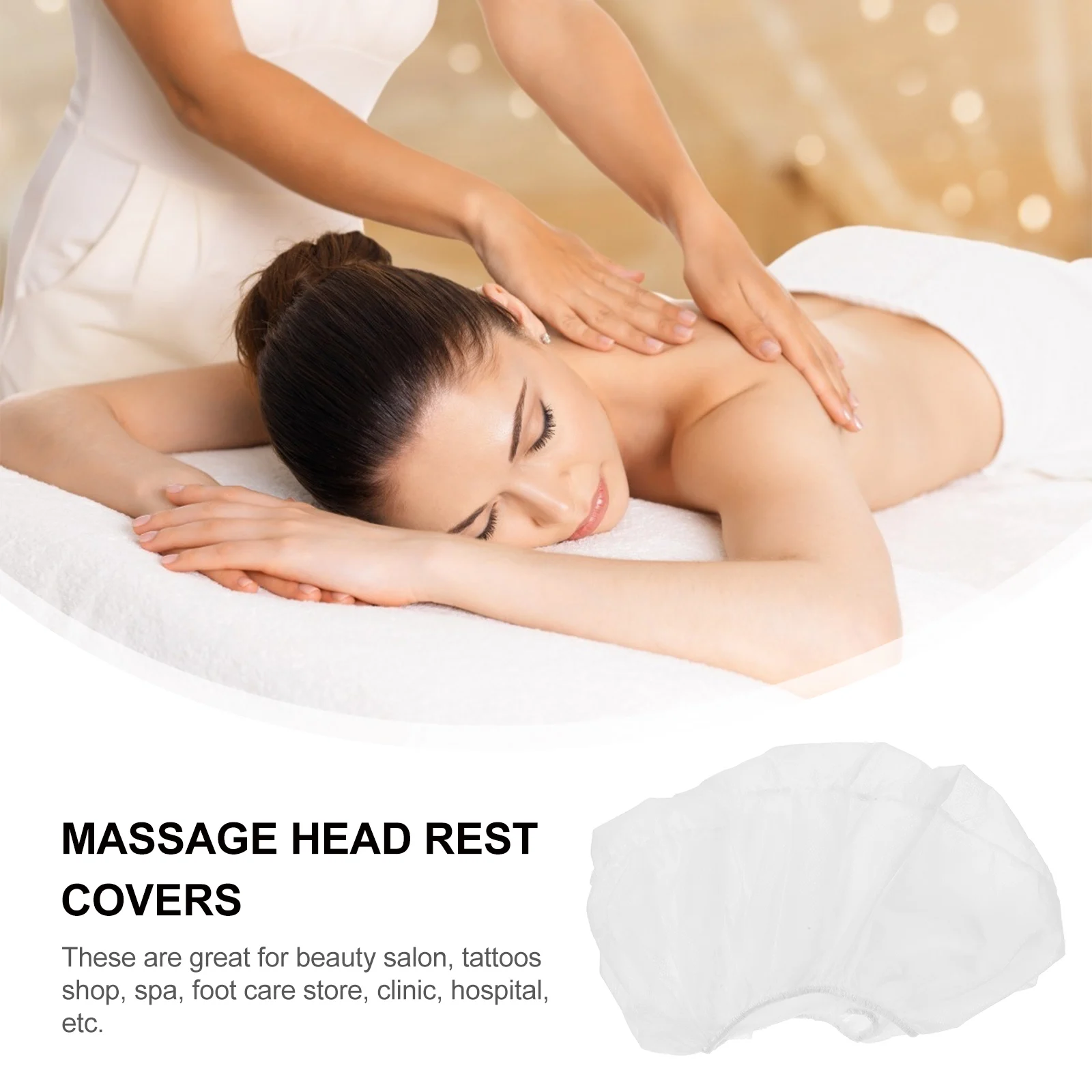 

50pcs Pillow U-Shaped Pillowcase Covers Disposable Non-woven Massage Head Salon White Lightweight Foldable