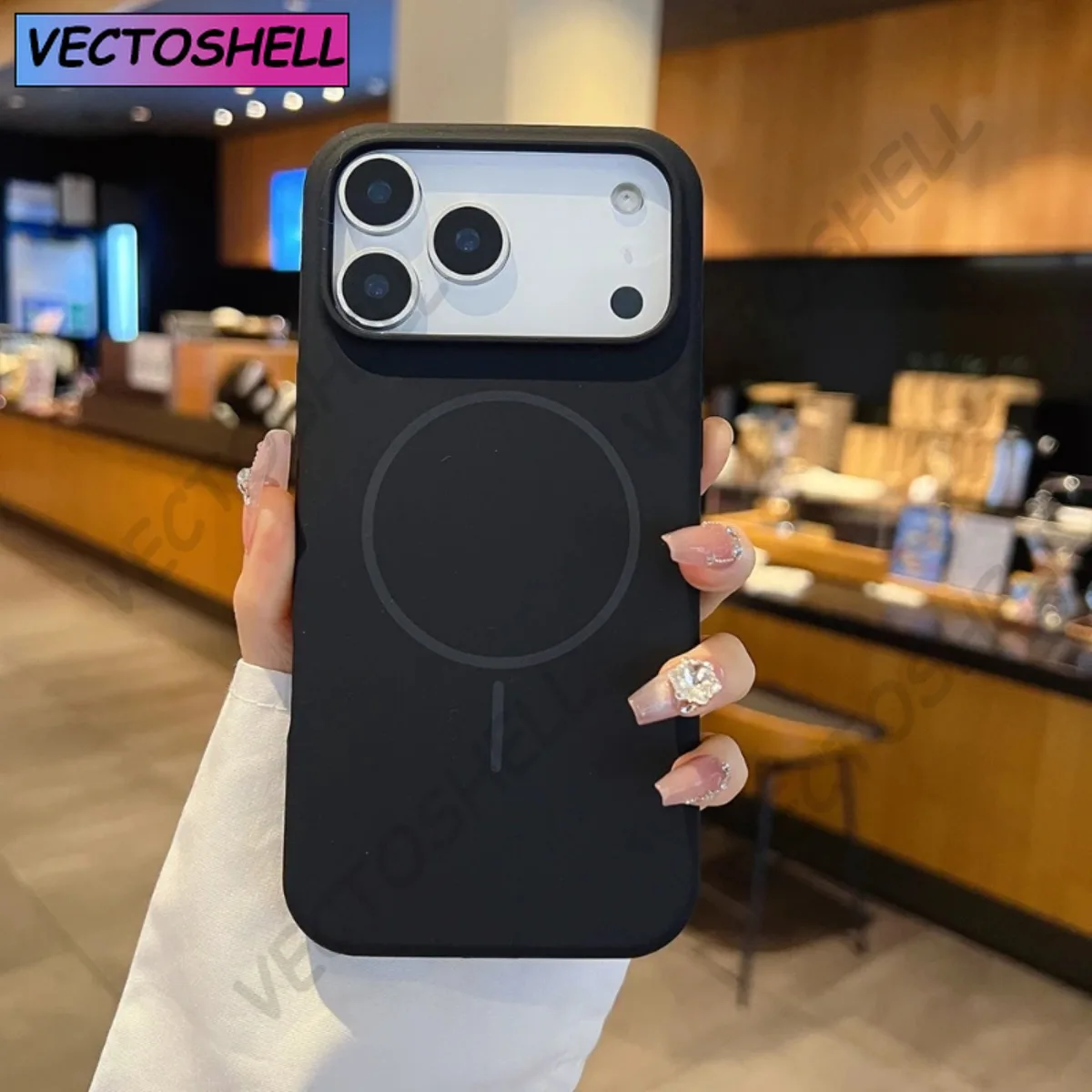 Luksusowe etui na telefon z płynnego silikonu w jednolitym kolorze z obsługą ładowania bezprzewodowego MagSafe, z bumperem, na iPhone 17 Air, 16, 15, 14.