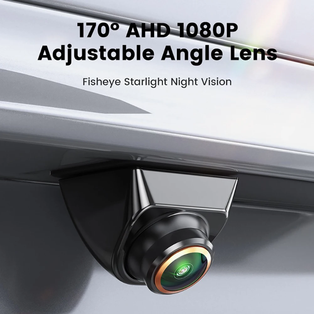 Cámara de visión frontal/delantera/lateral del coche 1080P con cámara trasera inversa AHD de línea guía 170 °   Lente ajustable para coche SUV RV remolque Camper