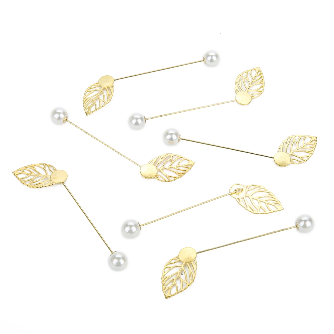 10 pcs/lot Simple Leaf shape Brooch Buckle Imitation Pearl Plug For Fashion Brooch Clothing Jewelry Accessories