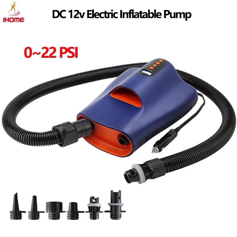 6 IN1 Nozzle 0~22PSI Adjustable Electric Inflatable Pump DC 12V 110W Automotive Car SUP Electric Inflatable Pumps