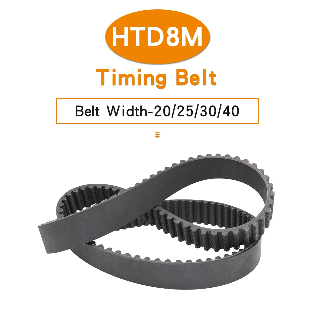 

HTD8M Timing Belt Circle-arc Tooth Model 2200/2208/2224/2240/2248/2256/2272/2288/2304/2352 Rubber Belt Width 20/25/30/40mm