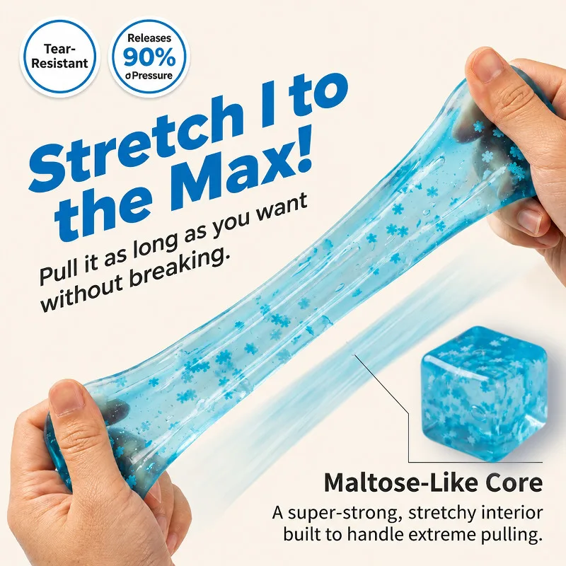 Squishy Ice Cube Stress Relief Toy Summer Cool Stretch Squeeze Fidget Toy Elastic Soft Gel Decompression Sensory Play Water
