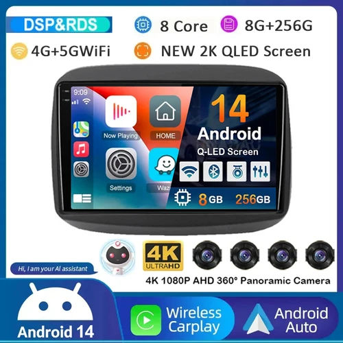 Android 15 Carplay Auto para Fiat Mobi 2016 2017 2018 2019 2020 2021 2022 Radio de coche GPS reproductor Multimedia estéreo WIFI + 4G BT DSP