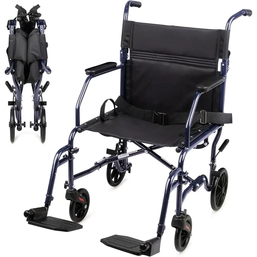 

Transport Wheelchair - Lightweight olding Wheelchair with oot Rests - oldable or Storage and Travel, 19 Inch Seat