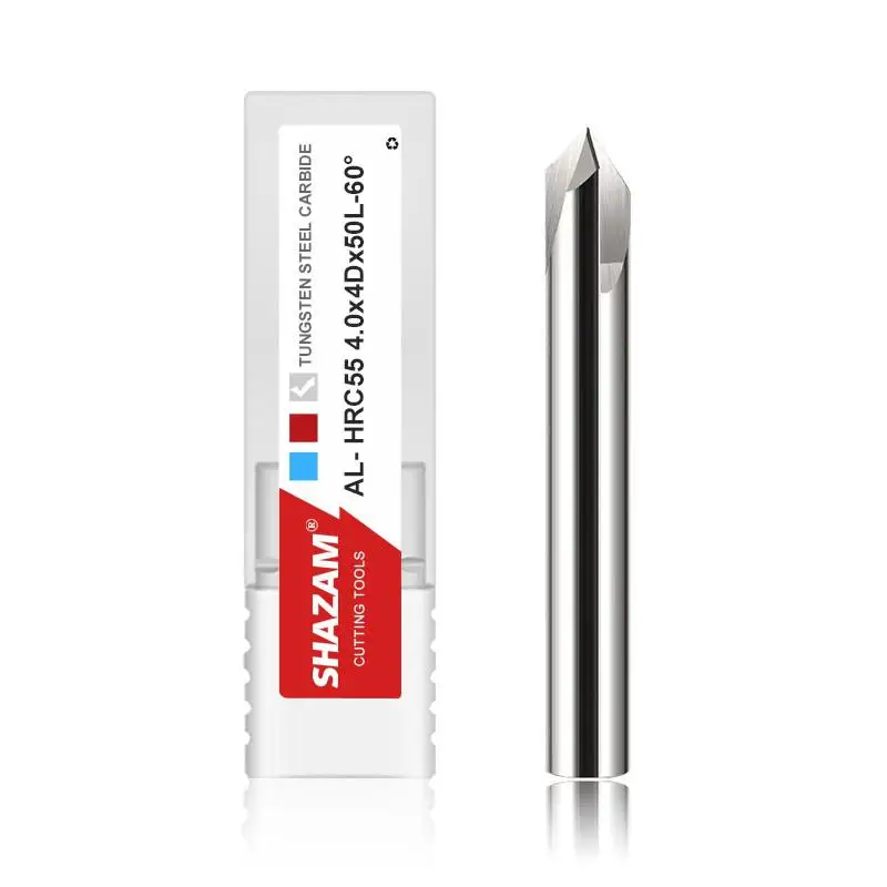 Shazam Hrc65 3-Fluit Wolfraam Staal Carbide 60/90/120 Graden Afschuining Frees Cnc Router Bit Gravure Eindmolen Gereedschap