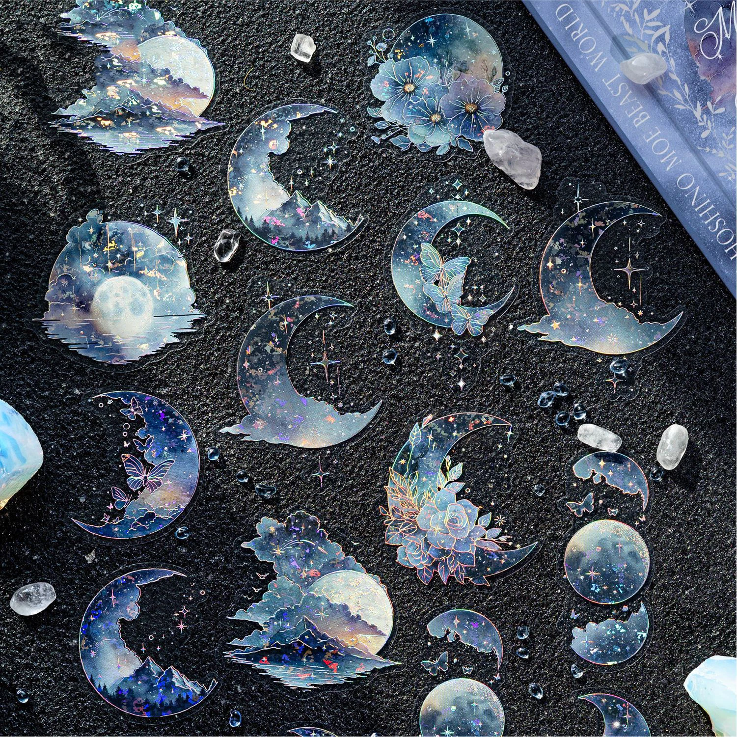 السماء المرصعة بالنجوم المجال السري سلسلة خمر نجمة القمر زهرة المشهد الحيوانات الأليفة ملصق الإبداعية DIY مجلة المواد الكولاج القرطاسية #3