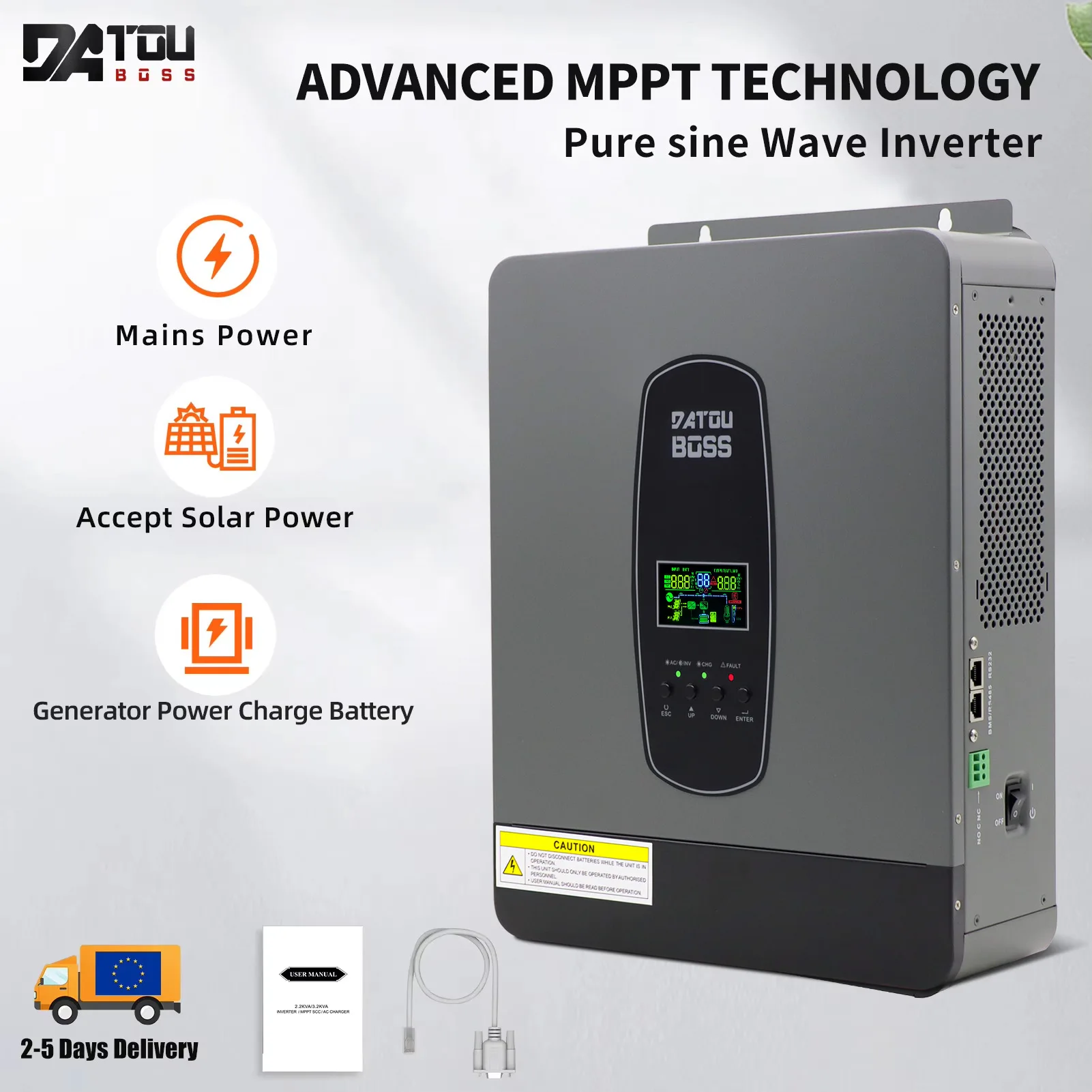 DATOUBOSS DT-24V3000W Inverter a onda sinusoidale pura DC24V a AC220V Uscita a onda sinusoidale MPPT Griglia di potenza Convertitore di tensione inverter solare